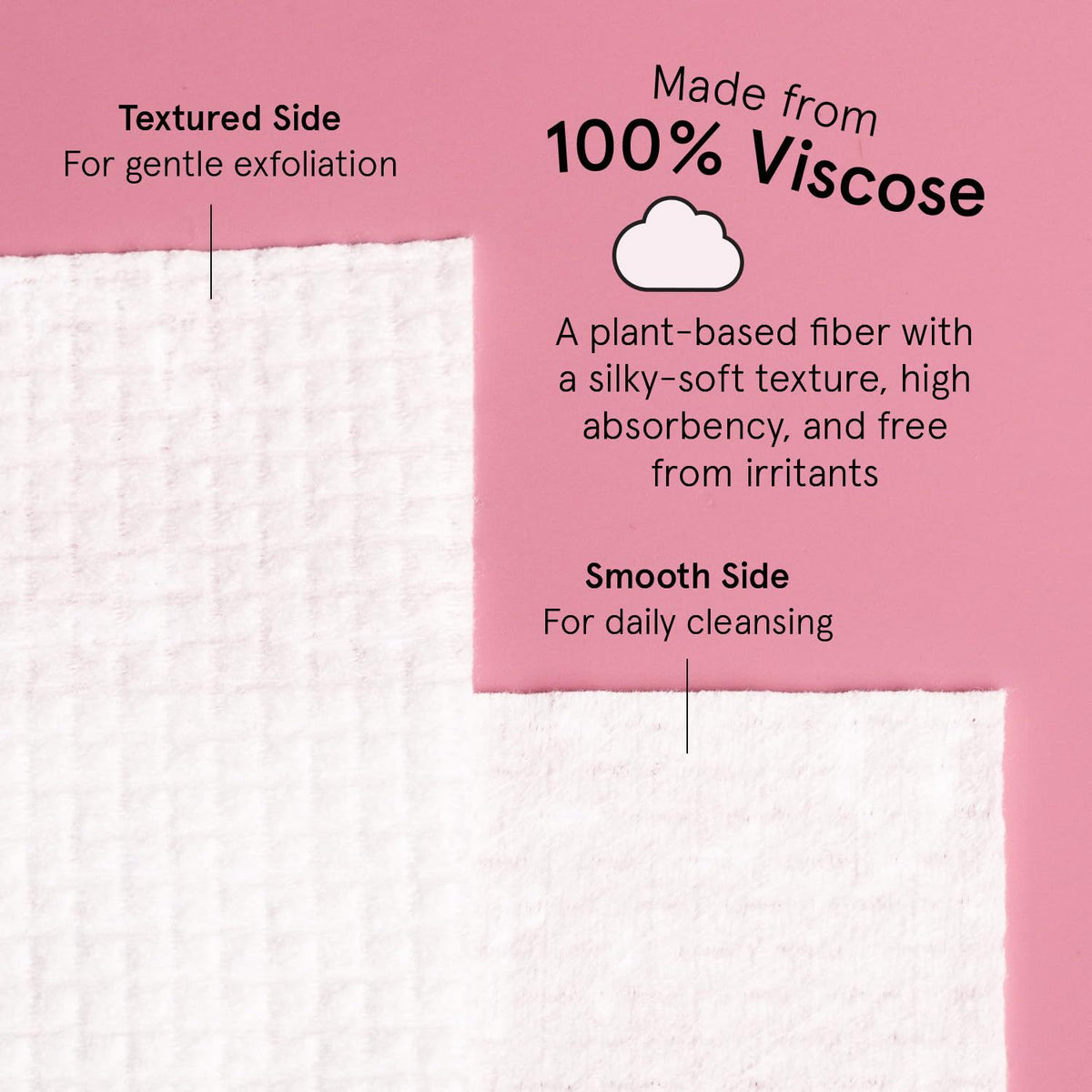Close-up of the soft, textured fiber of an XL disposable face wipe, ideal for sensitive skin.