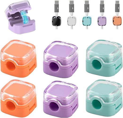 6-Piece Colorful Adhesive Cable Clips for Desk