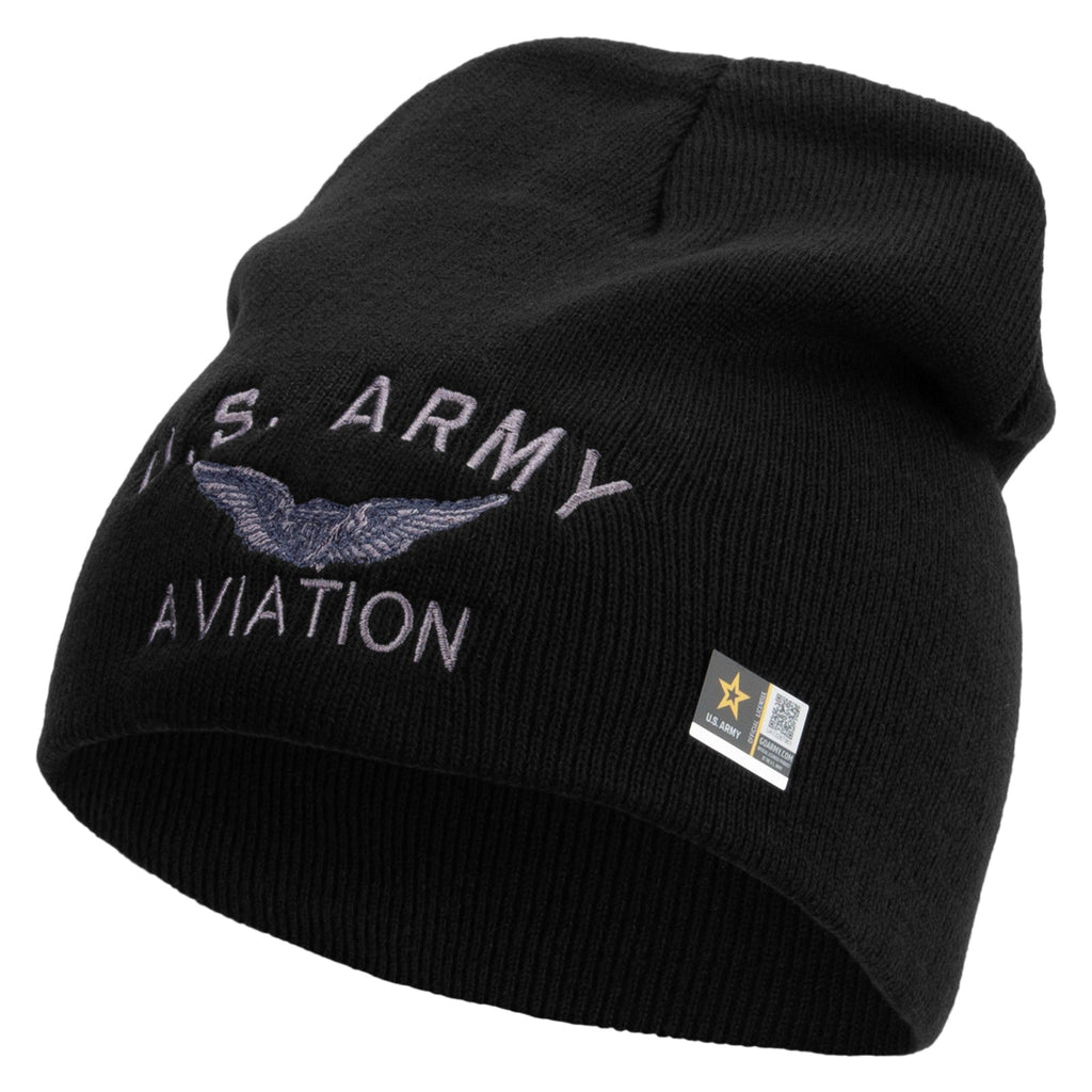US Army Aviation Embroidered 8 Inch Knitted Short Beanie