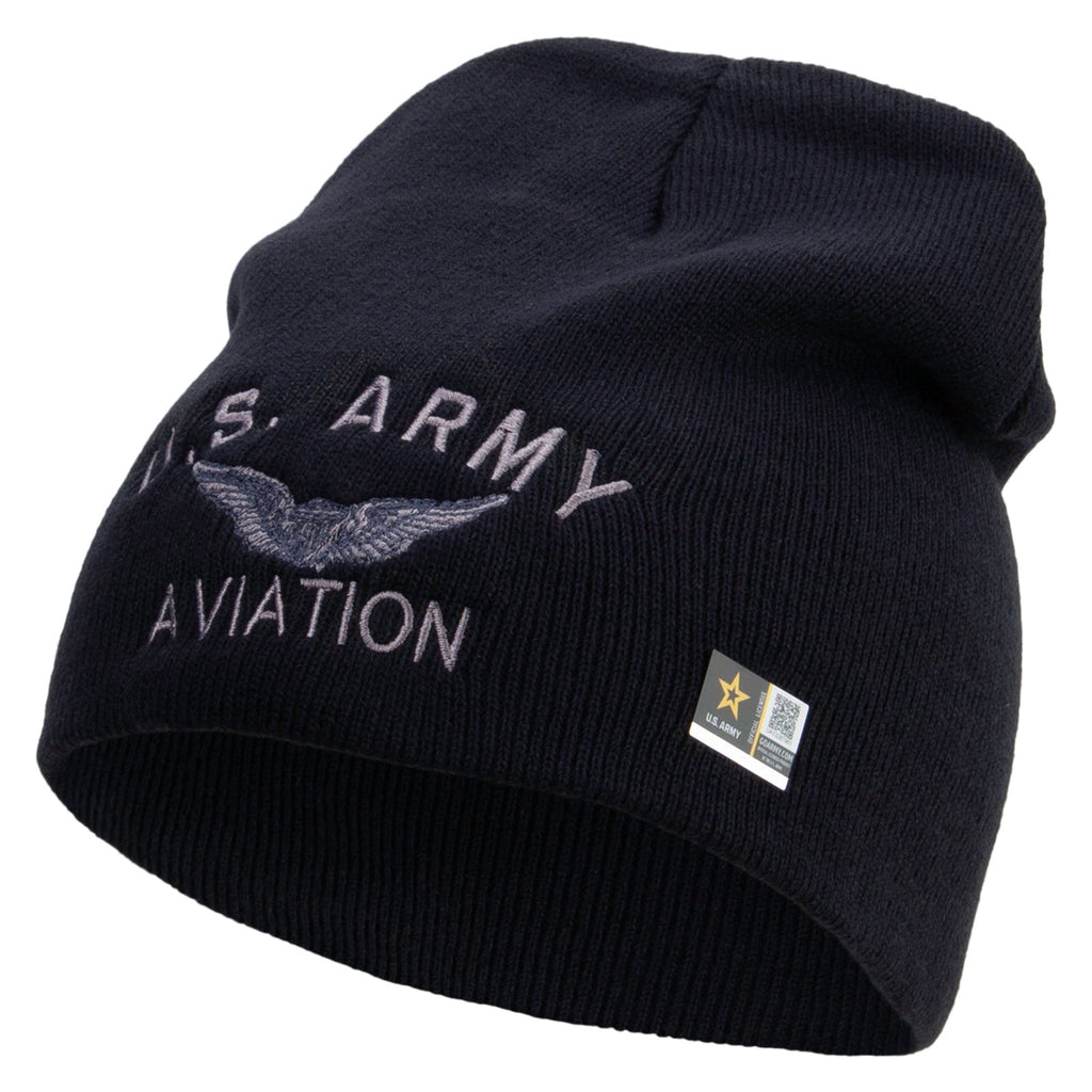 US Army Aviation Embroidered 8 Inch Knitted Short Beanie
