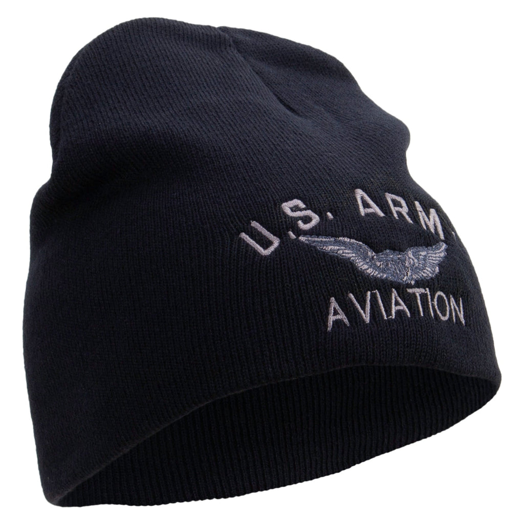 US Army Aviation Embroidered 8 Inch Knitted Short Beanie