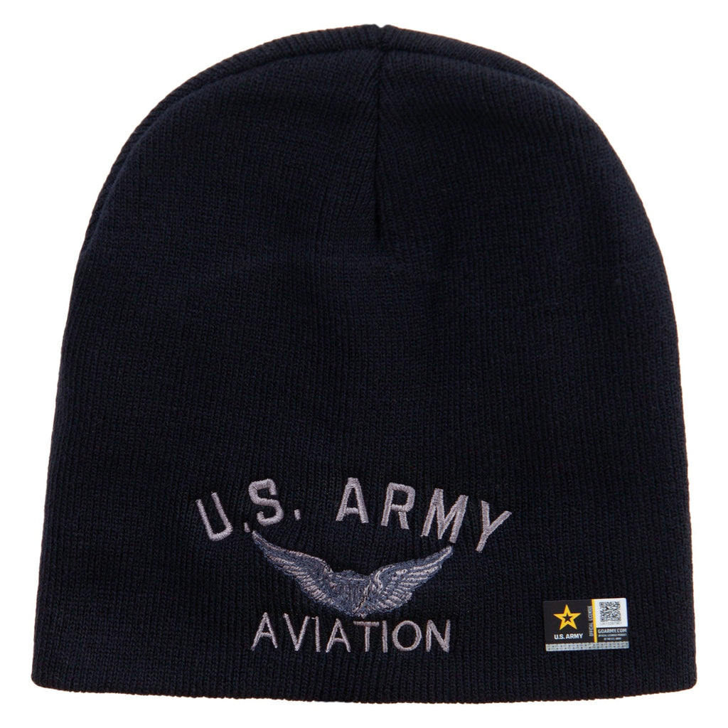 US Army Aviation Embroidered 8 Inch Knitted Short Beanie