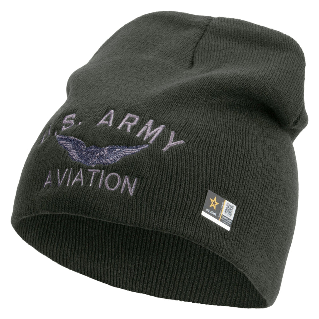 US Army Aviation Embroidered 8 Inch Knitted Short Beanie