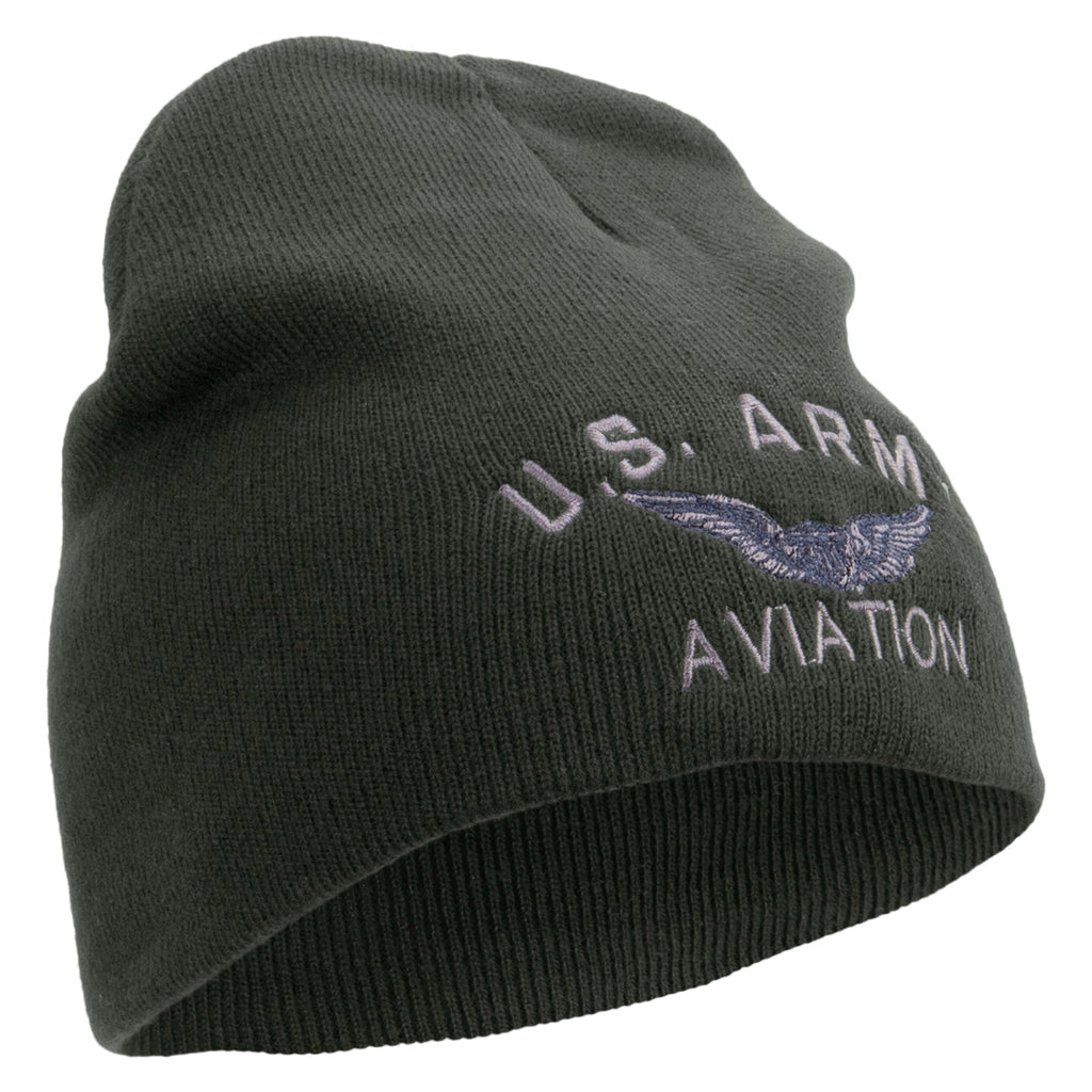 US Army Aviation Embroidered 8 Inch Knitted Short Beanie