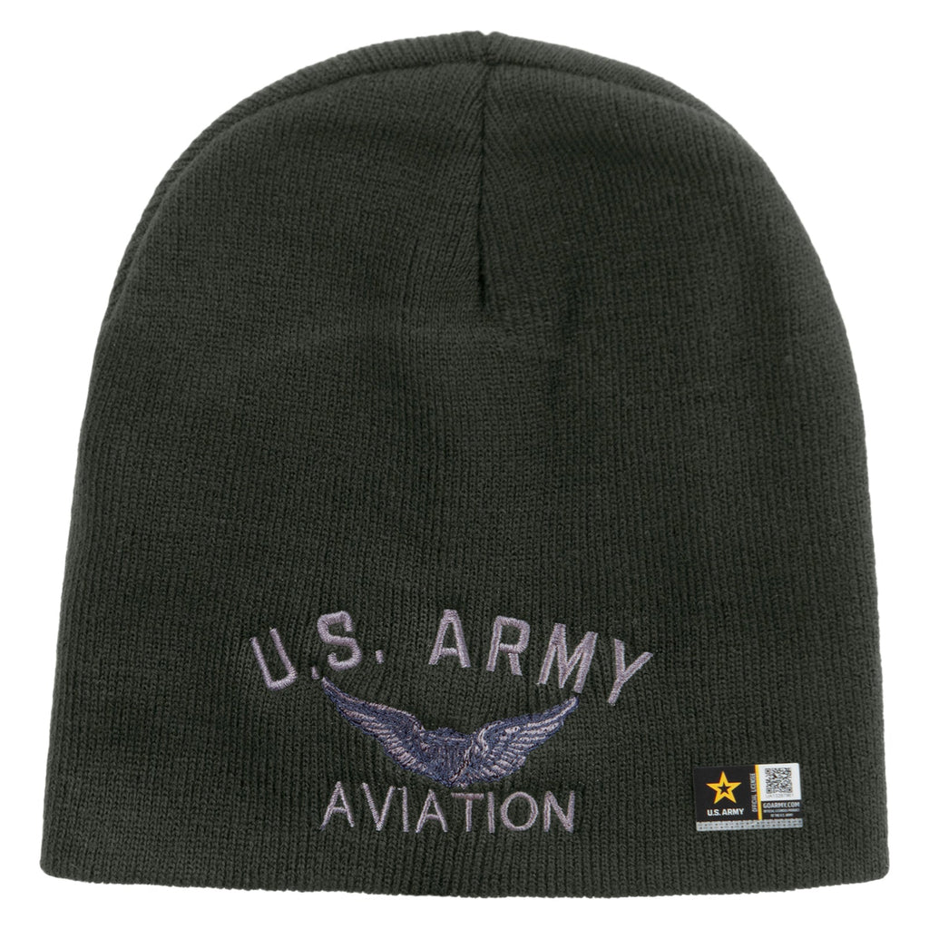 US Army Aviation Embroidered 8 Inch Knitted Short Beanie