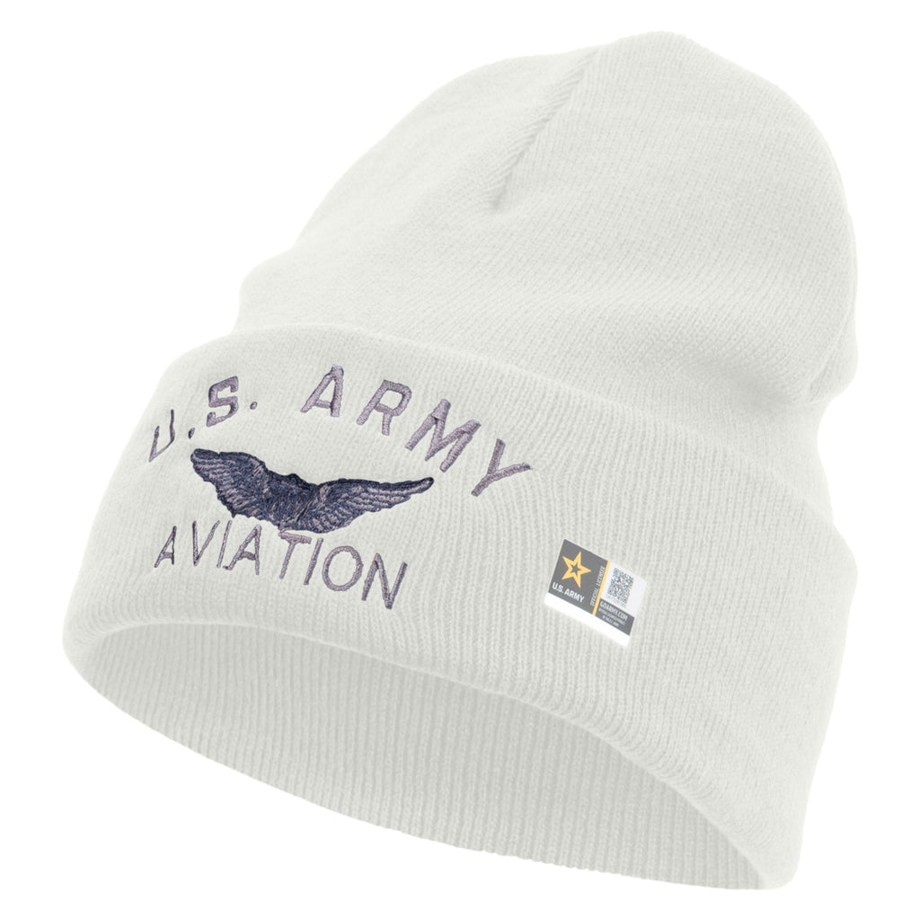 US Army Aviation Embroidered 12 Inch Long Knitted Beanie