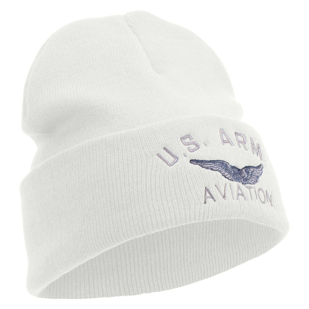 US Army Aviation Embroidered 12 Inch Long Knitted Beanie