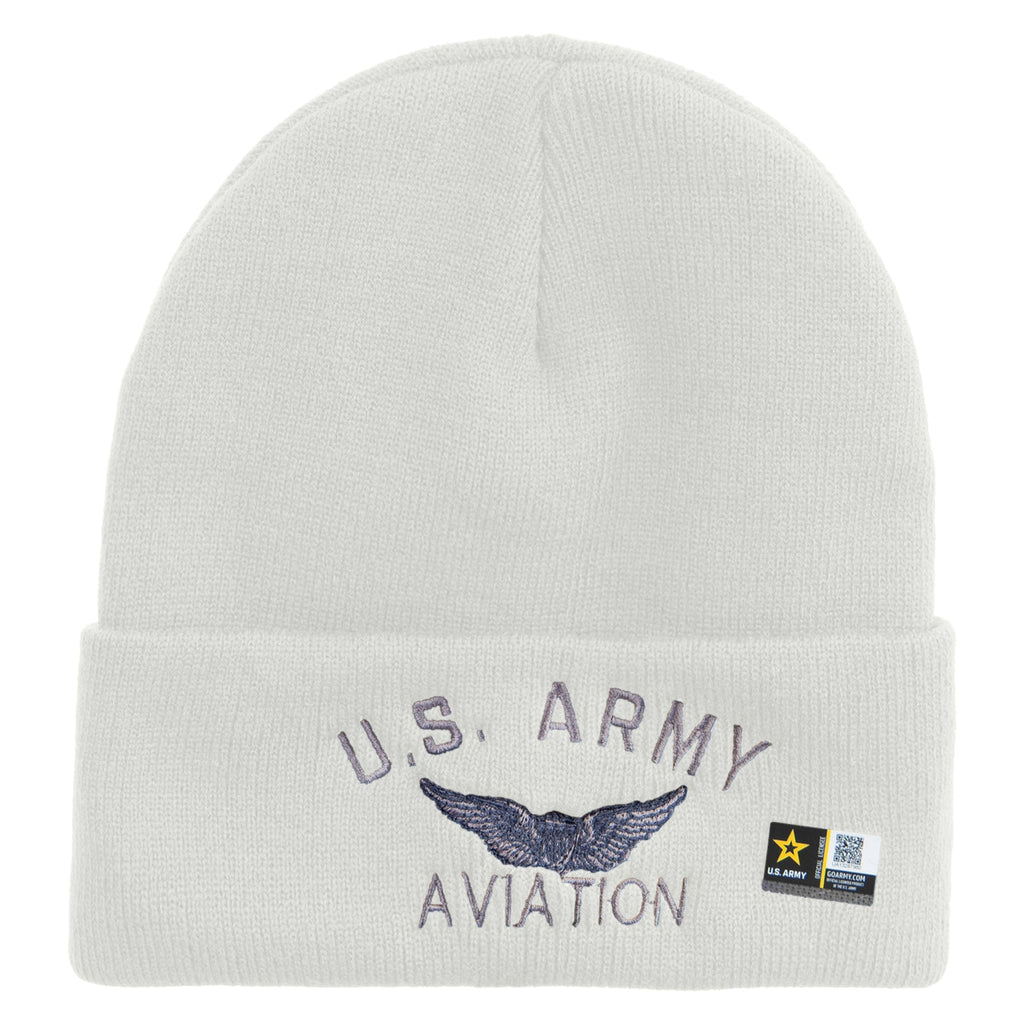 US Army Aviation Embroidered 12 Inch Long Knitted Beanie
