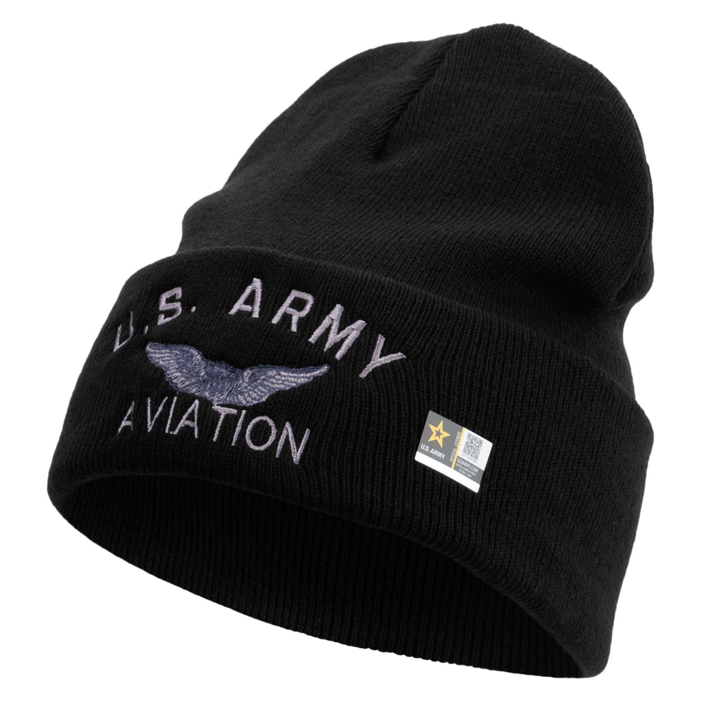 US Army Aviation Embroidered 12 Inch Long Knitted Beanie