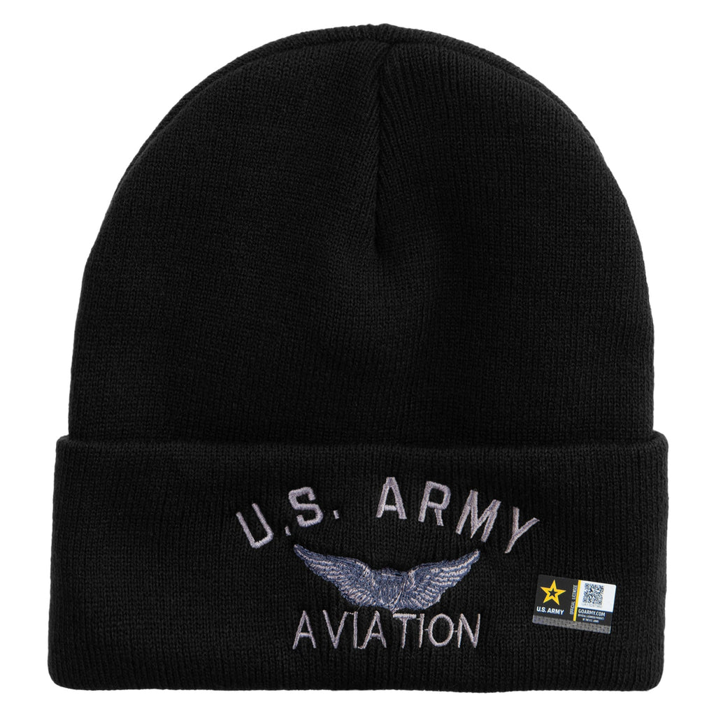US Army Aviation Embroidered 12 Inch Long Knitted Beanie
