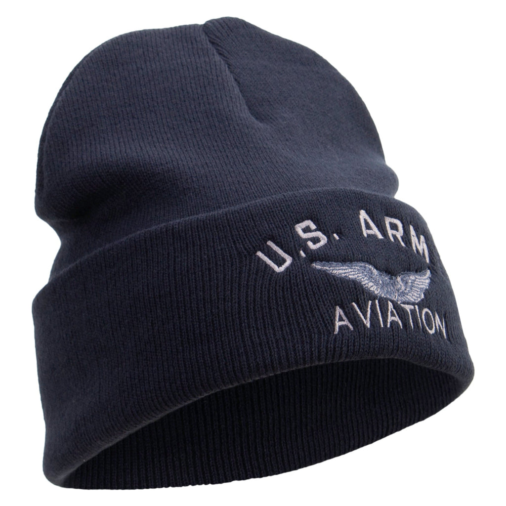 US Army Aviation Embroidered 12 Inch Long Knitted Beanie