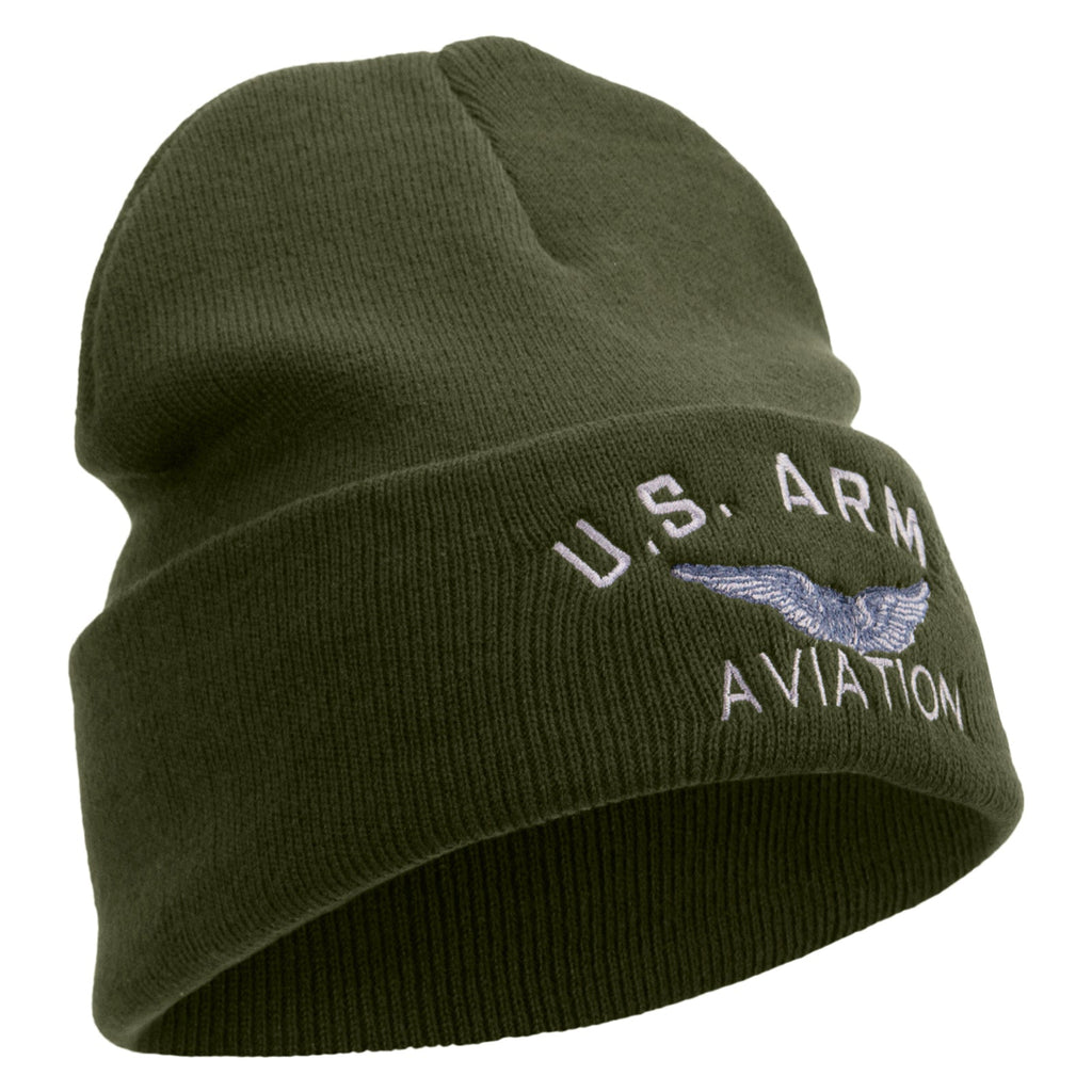 US Army Aviation Embroidered 12 Inch Long Knitted Beanie