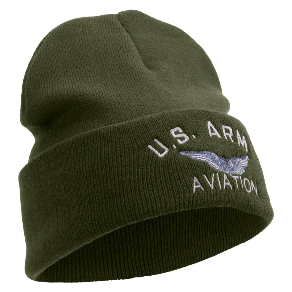 US Army Aviation Embroidered 12 Inch Long Knitted Beanie