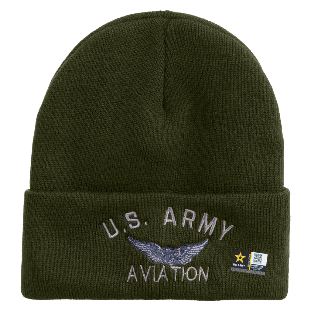 US Army Aviation Embroidered 12 Inch Long Knitted Beanie