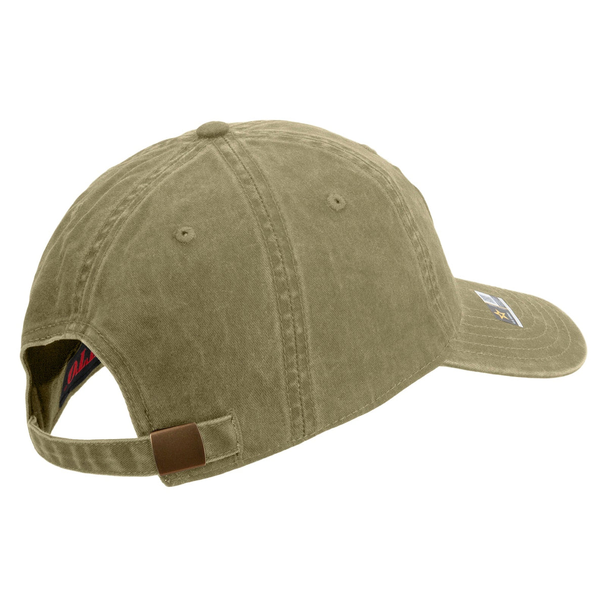 US Army Aviation Embroidered Washed Solid Pigment Dyed Cotton Twill Brass Buckle Cap