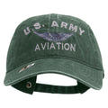 US Army Aviation Embroidered Washed Solid Pigment Dyed Cotton Twill Brass Buckle Cap