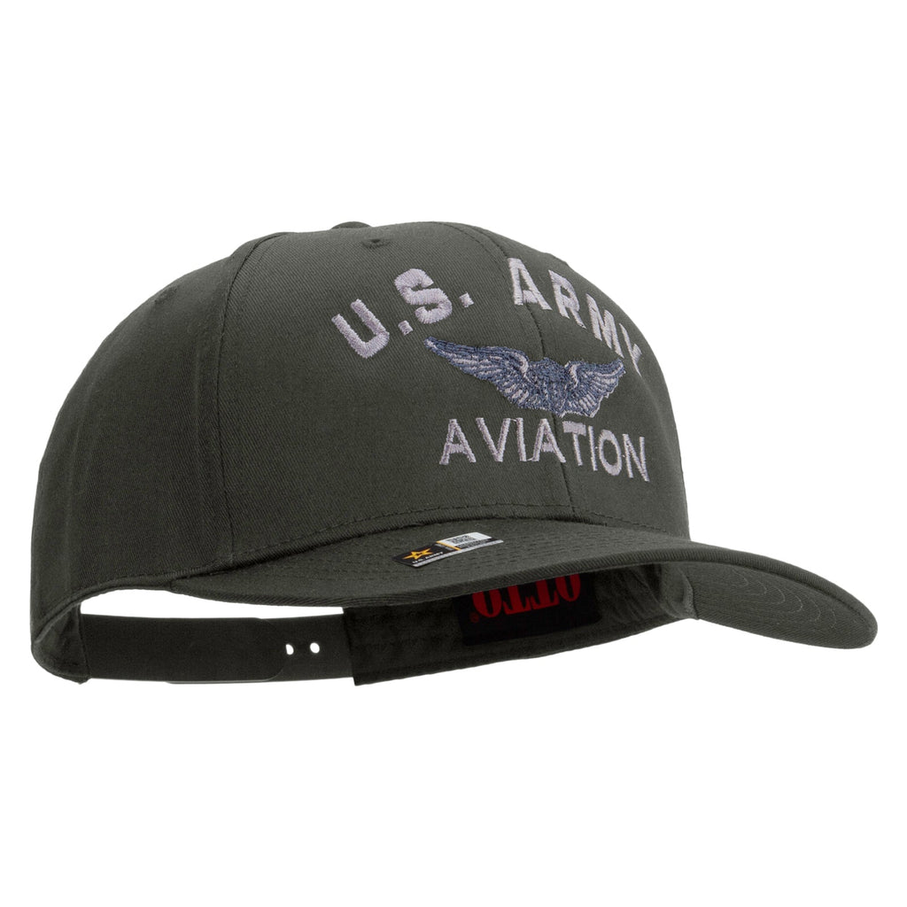 US Army Aviation Embroidered Solid Cotton Twill Pro Style Cap