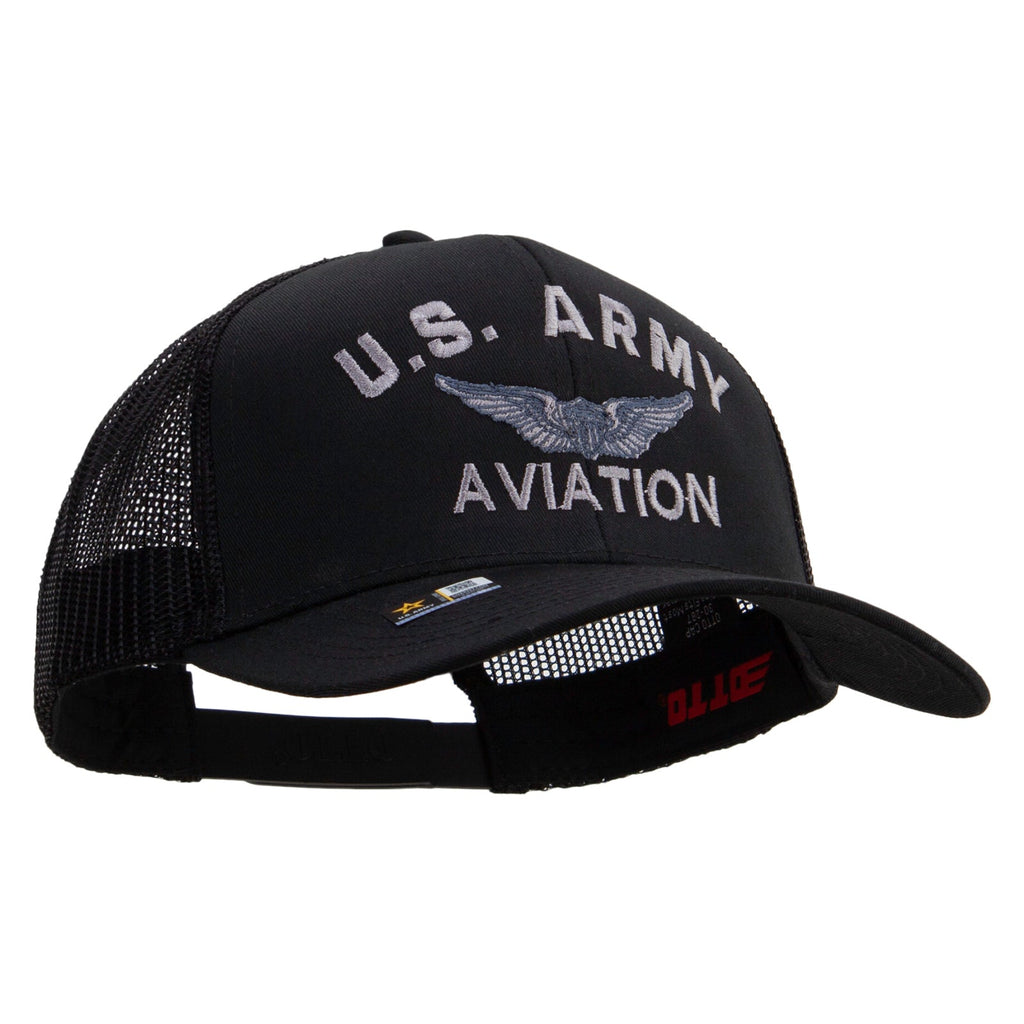 US Army Aviation Embroidered Solid Cotton Twill Mesh Prostyle Cap