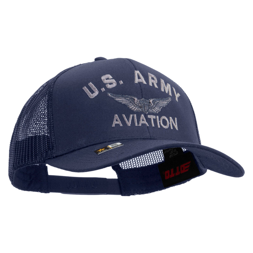 US Army Aviation Embroidered Solid Cotton Twill Mesh Prostyle Cap