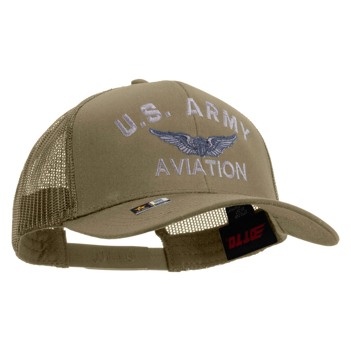 US Army Aviation Embroidered Solid Cotton Twill Mesh Prostyle Cap