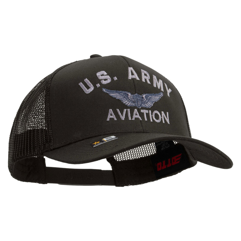 US Army Aviation Embroidered Solid Cotton Twill Mesh Prostyle Cap
