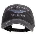 Army Aviator Veteran Embroidered Washed Solid Pigment Dyed Cotton Twill Brass Buckle Cap