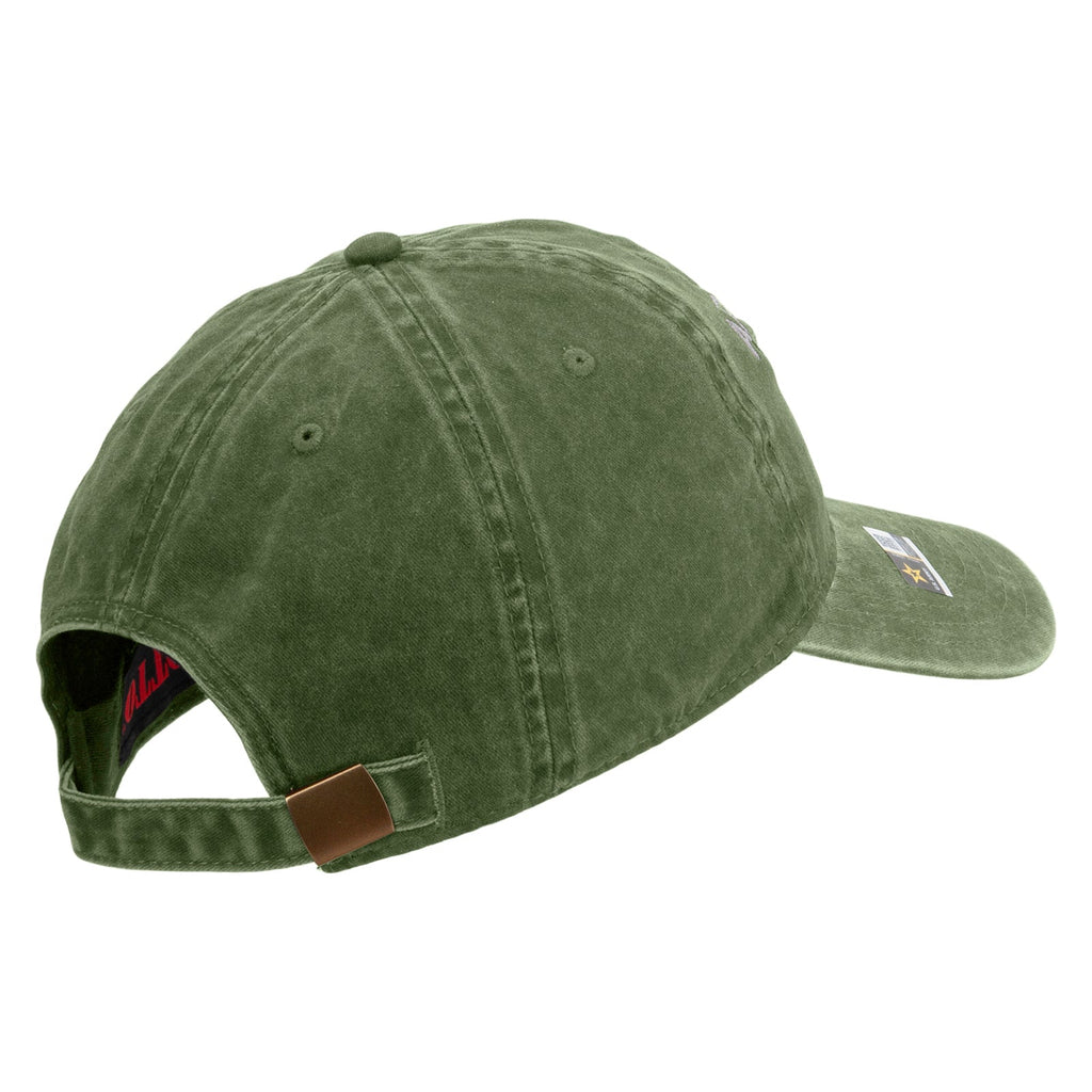 Army Aviator Veteran Embroidered Washed Solid Pigment Dyed Cotton Twill Brass Buckle Cap
