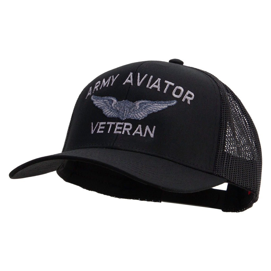 Army Aviator Veteran Embroidered Solid Cotton Twill Mesh Prostyle Cap