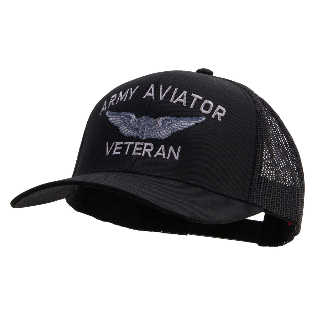 Army Aviator Veteran Embroidered Solid Cotton Twill Mesh Prostyle Cap