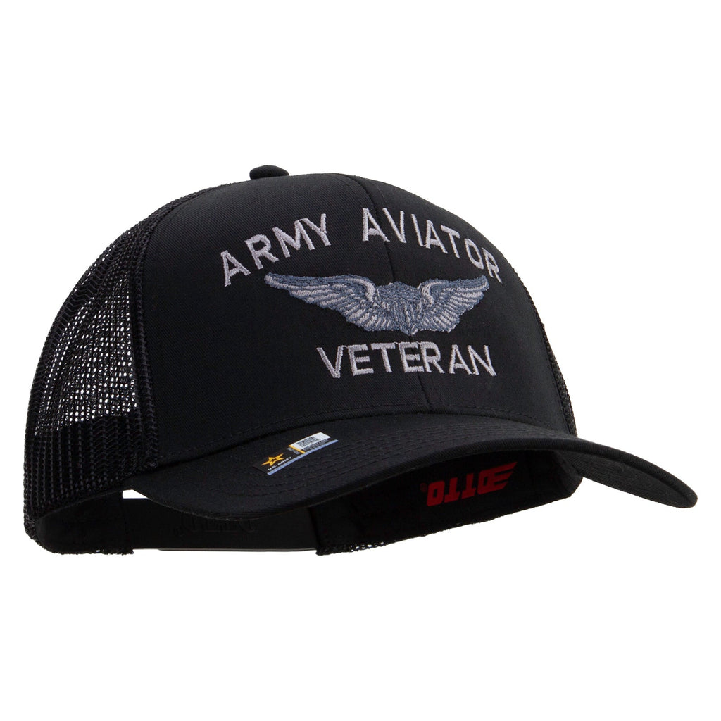 Army Aviator Veteran Embroidered Solid Cotton Twill Mesh Prostyle Cap