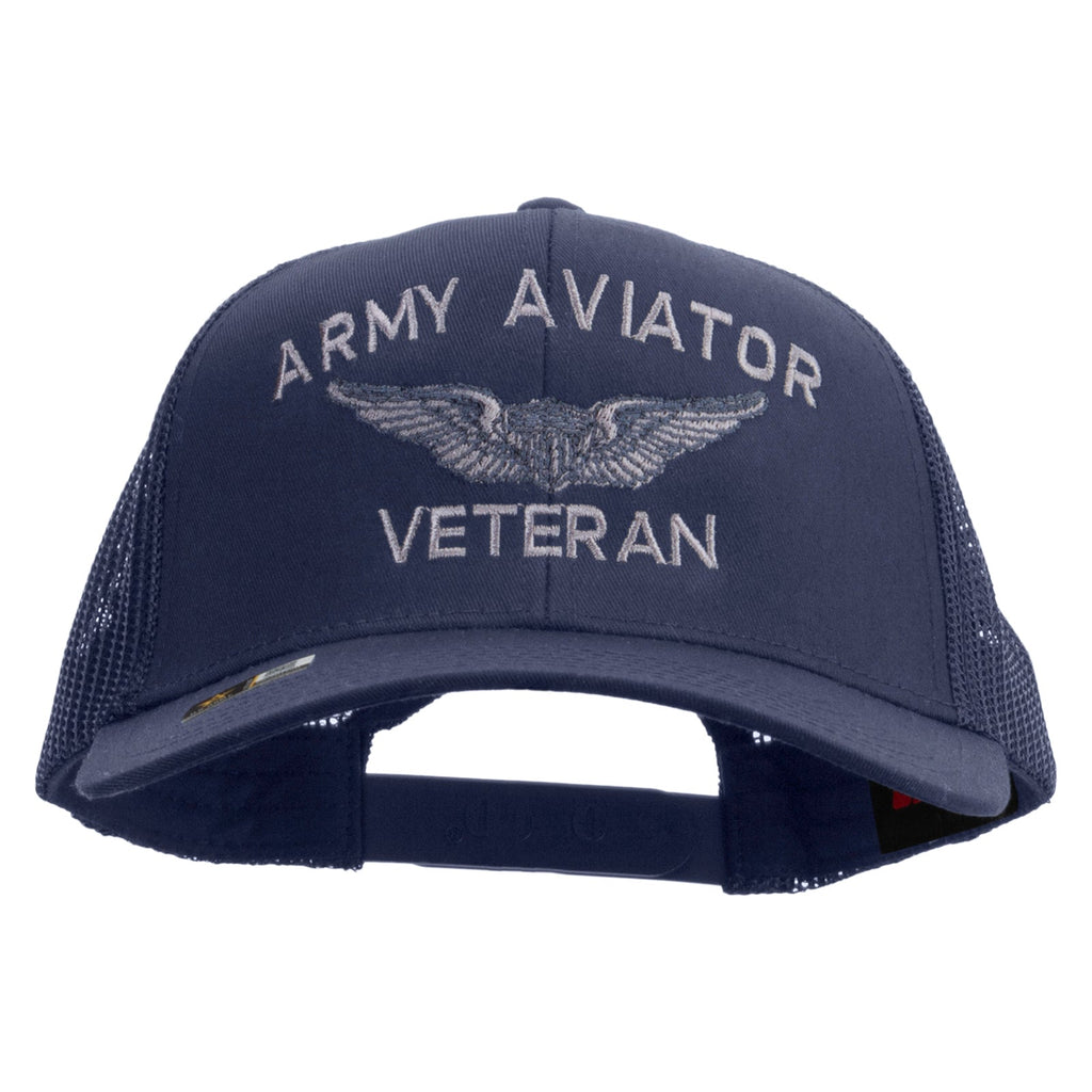 Army Aviator Veteran Embroidered Solid Cotton Twill Mesh Prostyle Cap