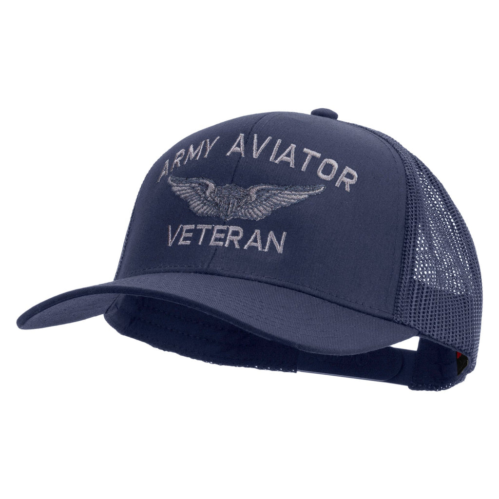 Army Aviator Veteran Embroidered Solid Cotton Twill Mesh Prostyle Cap