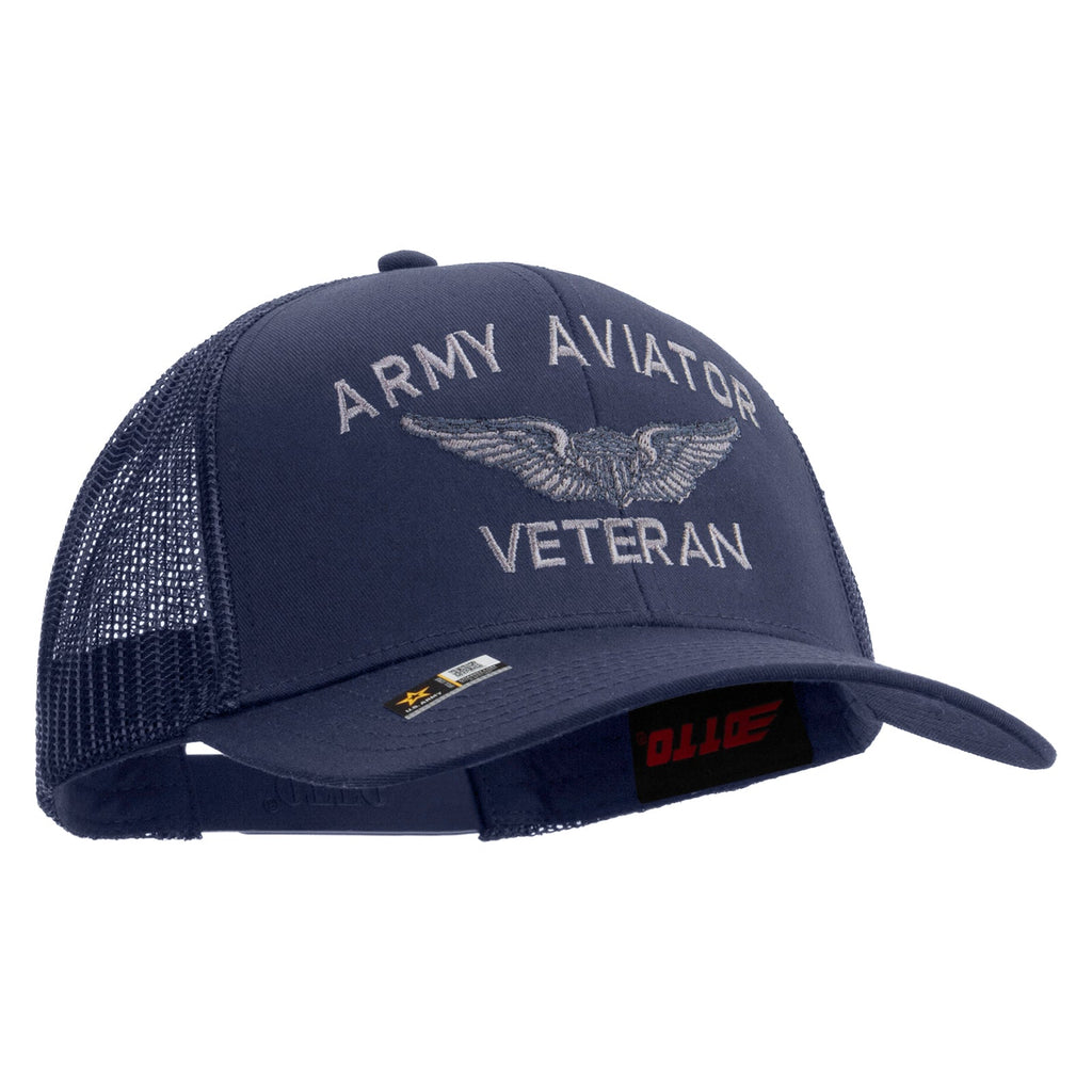 Army Aviator Veteran Embroidered Solid Cotton Twill Mesh Prostyle Cap