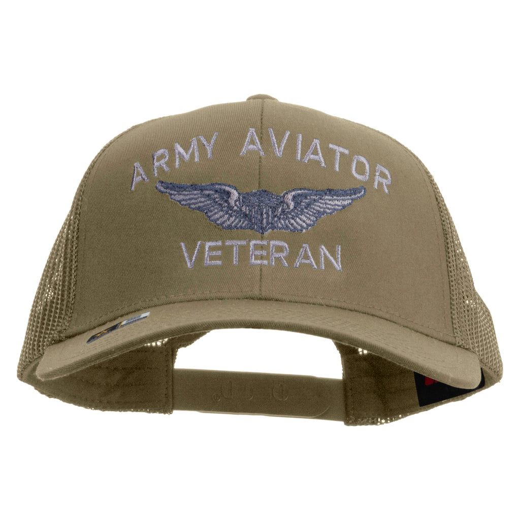 Army Aviator Veteran Embroidered Solid Cotton Twill Mesh Prostyle Cap