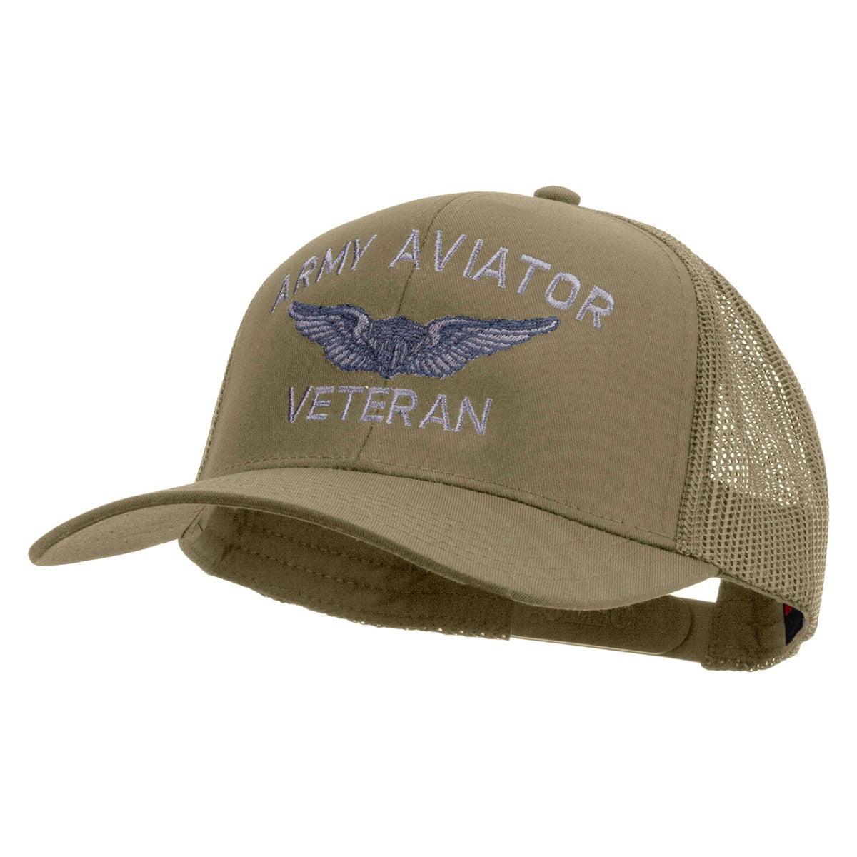 Army Aviator Veteran Embroidered Solid Cotton Twill Mesh Prostyle Cap