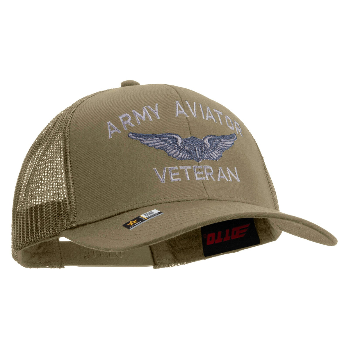 Army Aviator Veteran Embroidered Solid Cotton Twill Mesh Prostyle Cap