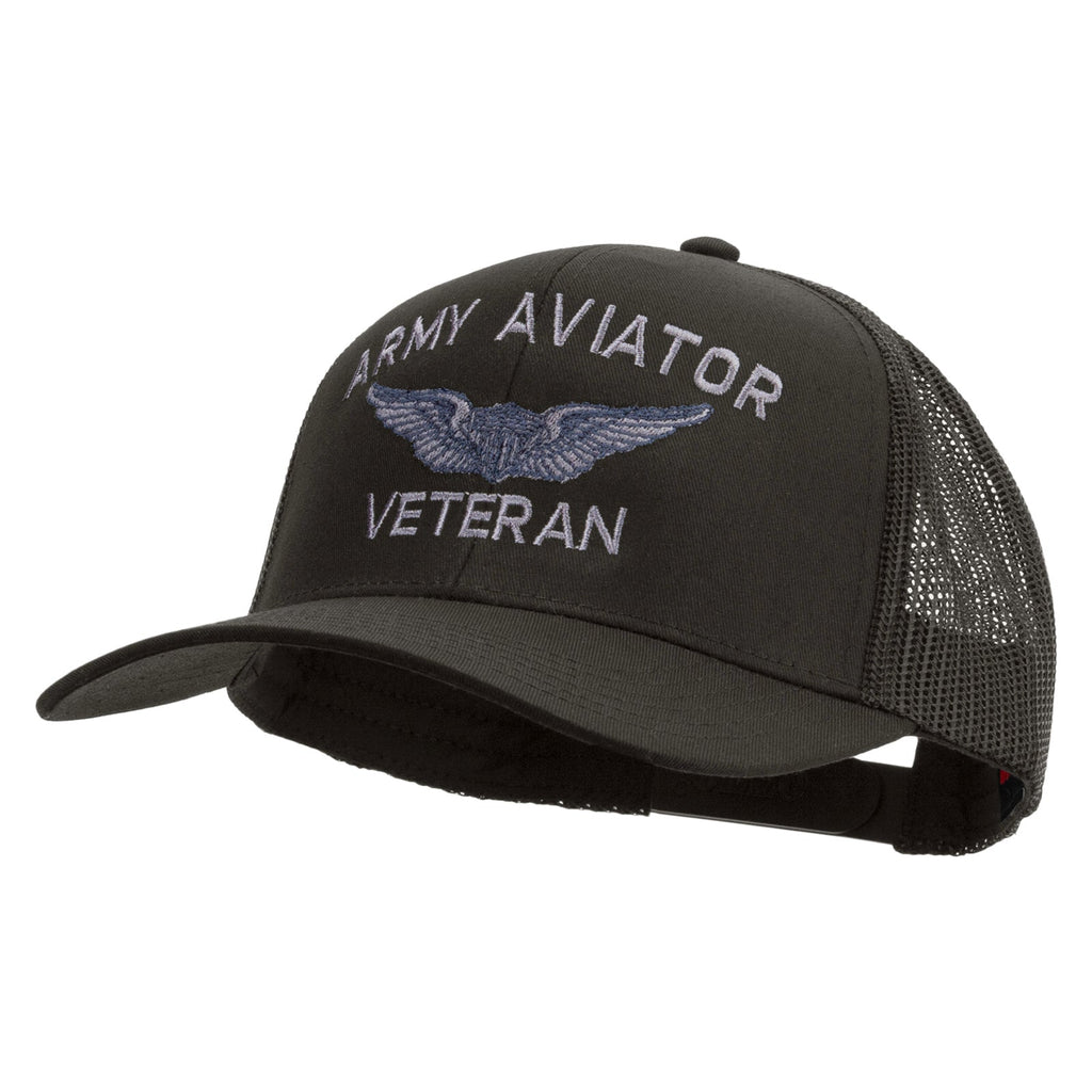 Army Aviator Veteran Embroidered Solid Cotton Twill Mesh Prostyle Cap