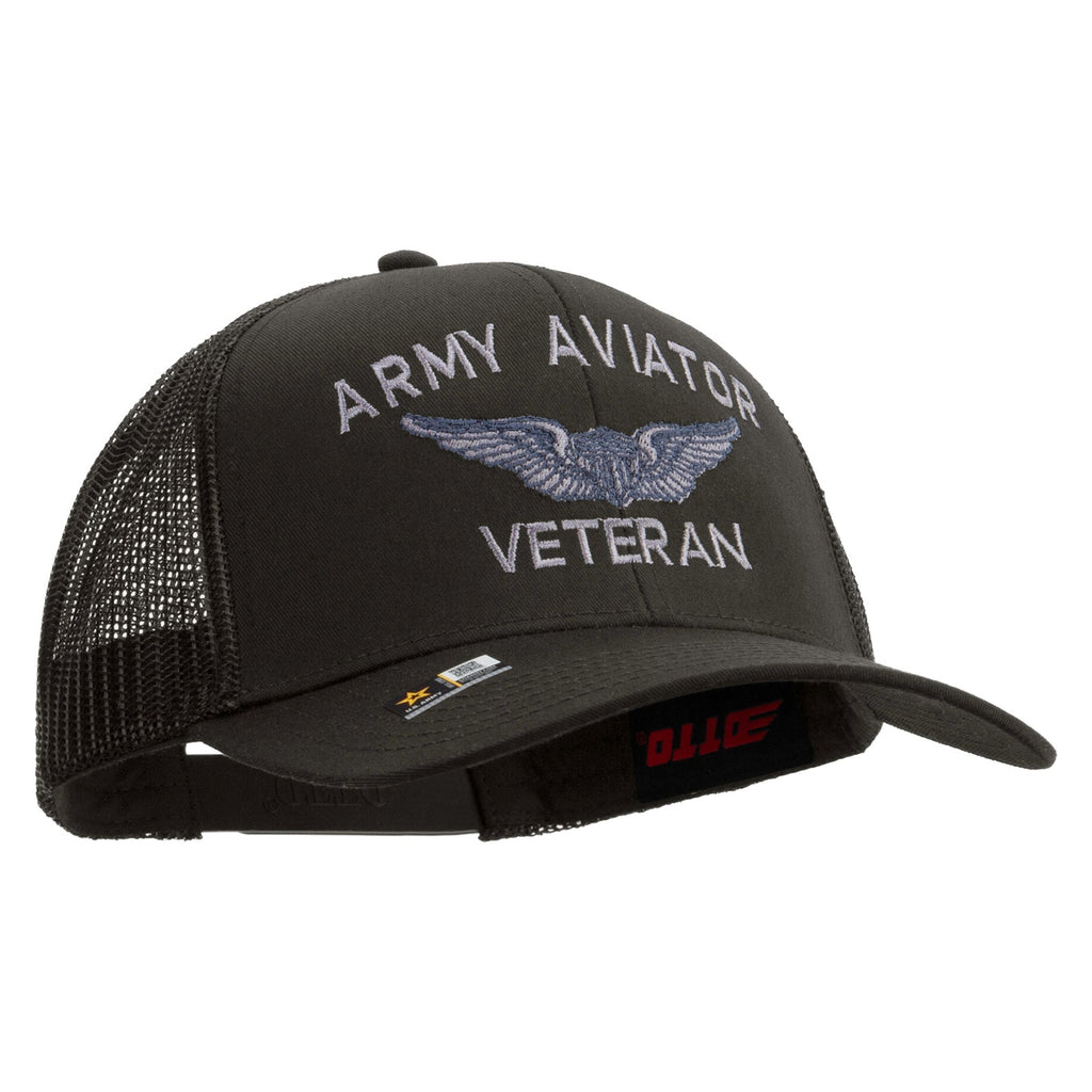 Army Aviator Veteran Embroidered Solid Cotton Twill Mesh Prostyle Cap