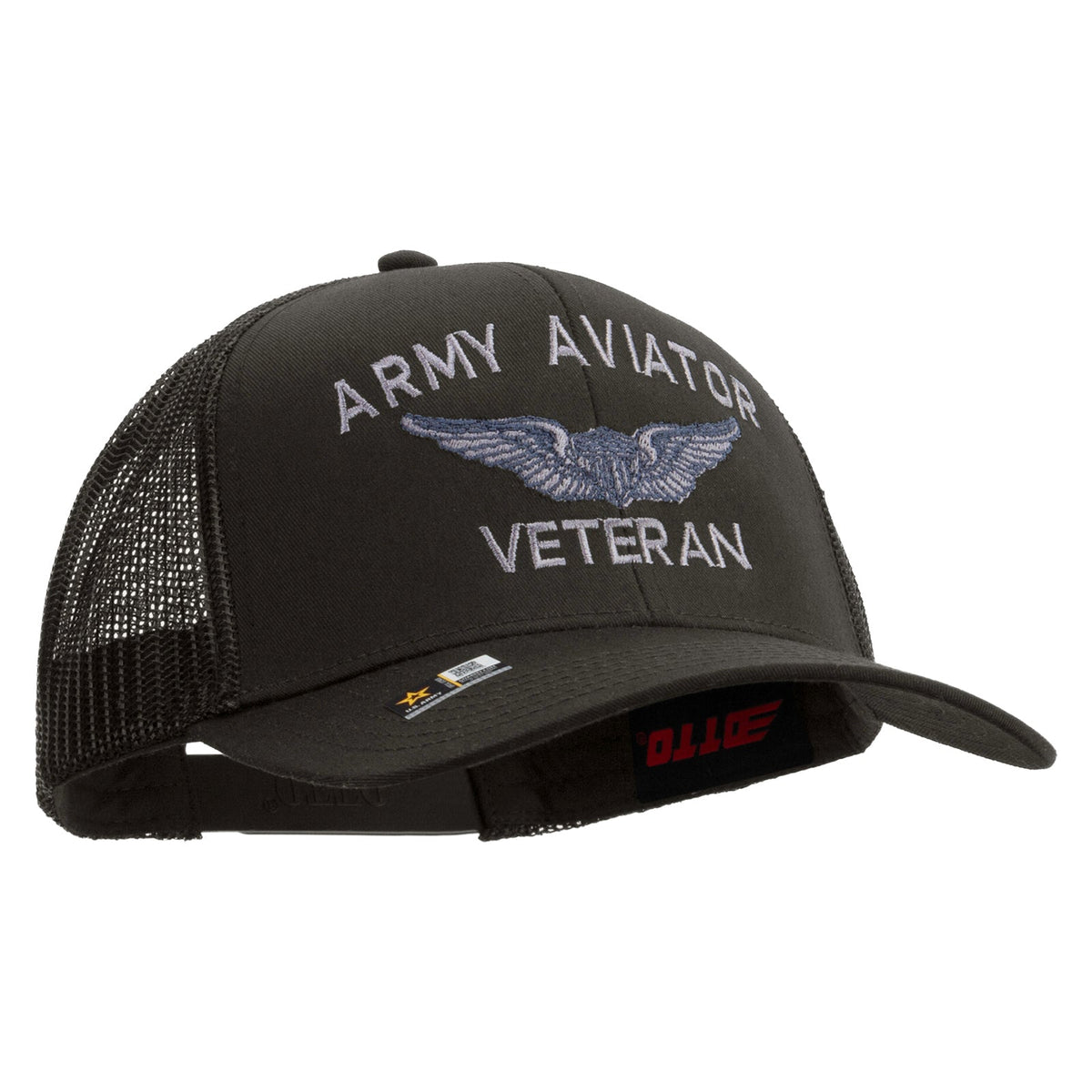 Army Aviator Veteran Embroidered Solid Cotton Twill Mesh Prostyle Cap