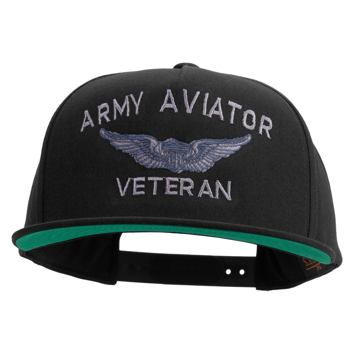 Army Aviator Veteran Embroidered 5 Panel Flat Bill Twill Snapback Solid Cap