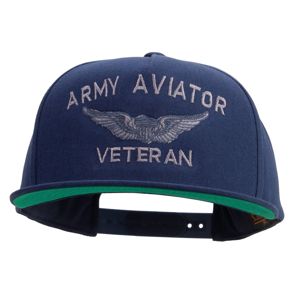 Army Aviator Veteran Embroidered 5 Panel Flat Bill Twill Snapback Solid Cap