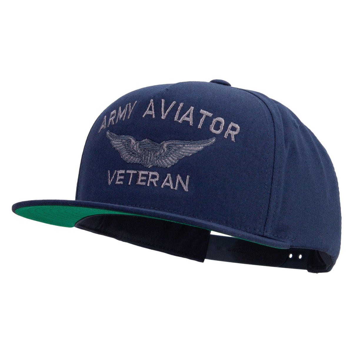 Army Aviator Veteran Embroidered 5 Panel Flat Bill Twill Snapback Solid Cap