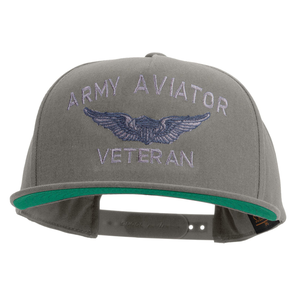 Army Aviator Veteran Embroidered 5 Panel Flat Bill Twill Snapback Solid Cap