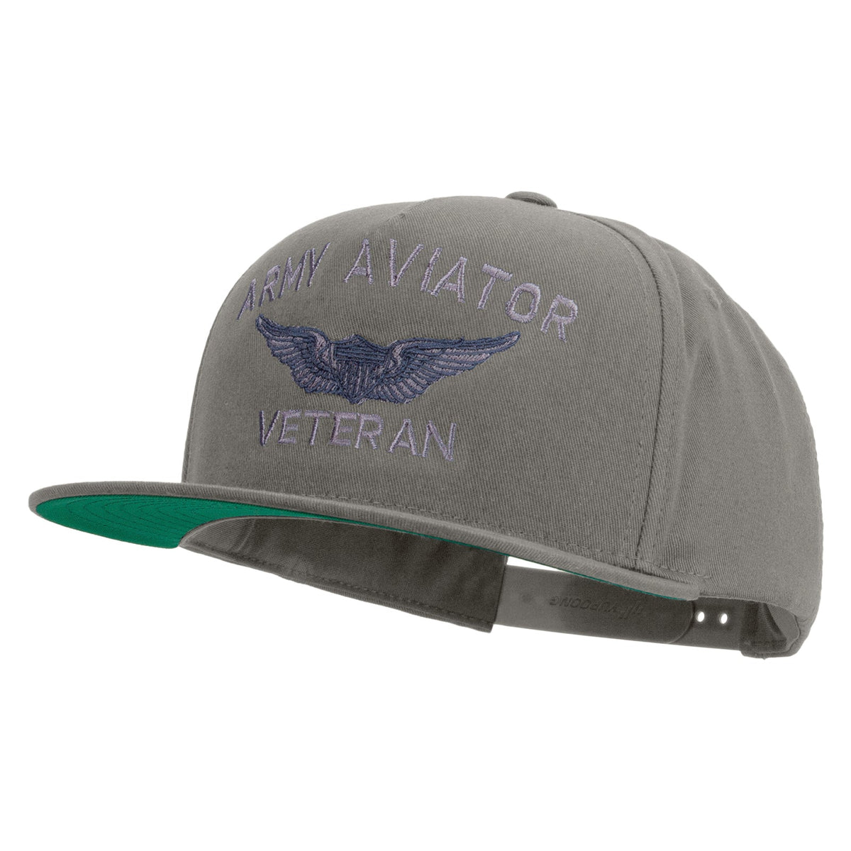 Army Aviator Veteran Embroidered 5 Panel Flat Bill Twill Snapback Solid Cap