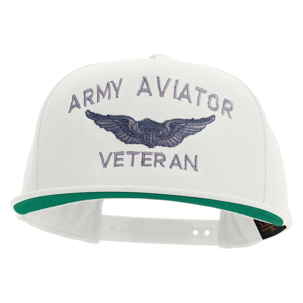 Army Aviator Veteran Embroidered 5 Panel Flat Bill Twill Snapback Solid Cap