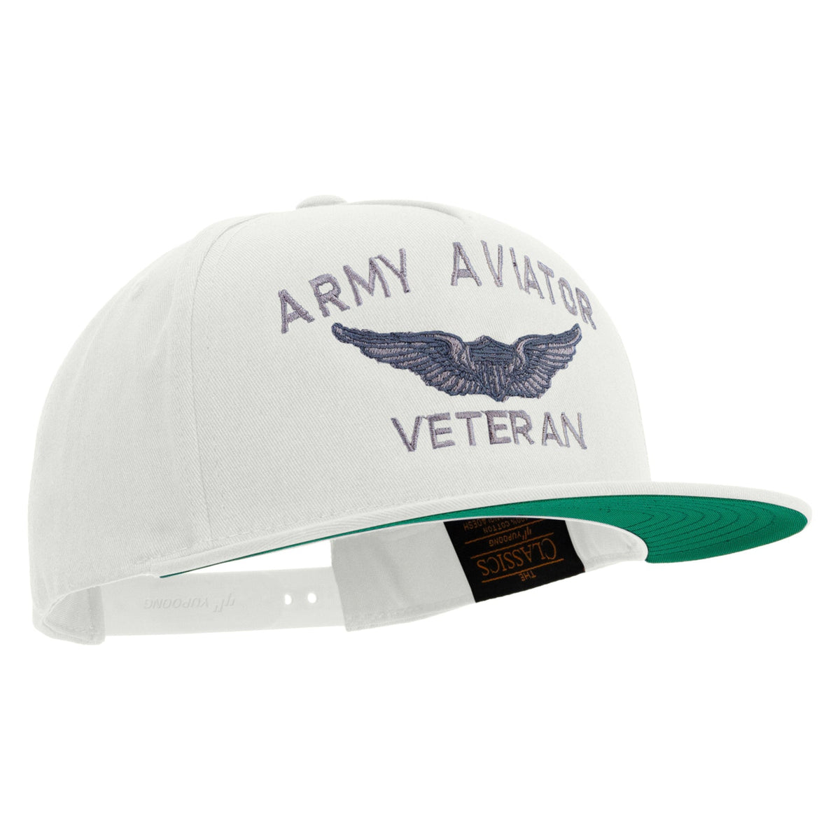 Army Aviator Veteran Embroidered 5 Panel Flat Bill Twill Snapback Solid Cap