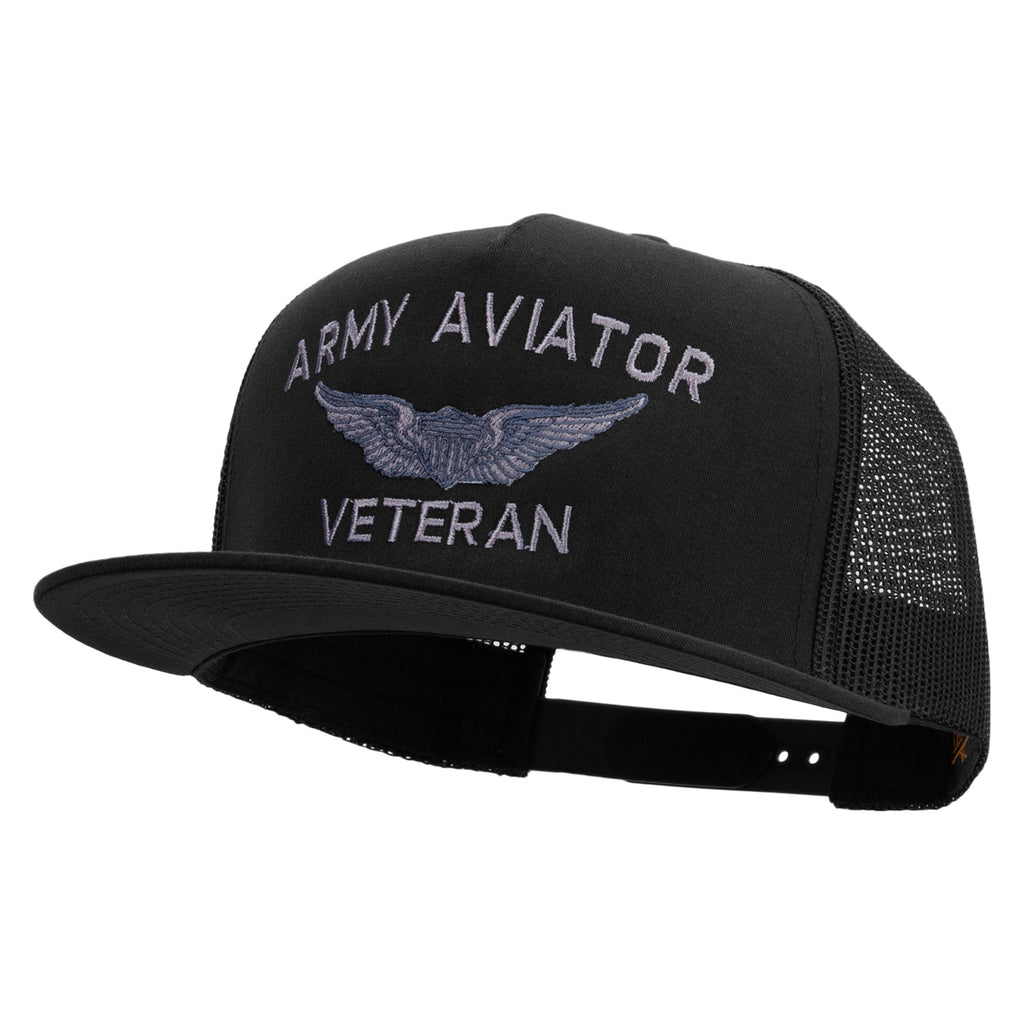 Army Aviator Veteran Embroidered 5 Panel Mesh Trucket Snapback Cap