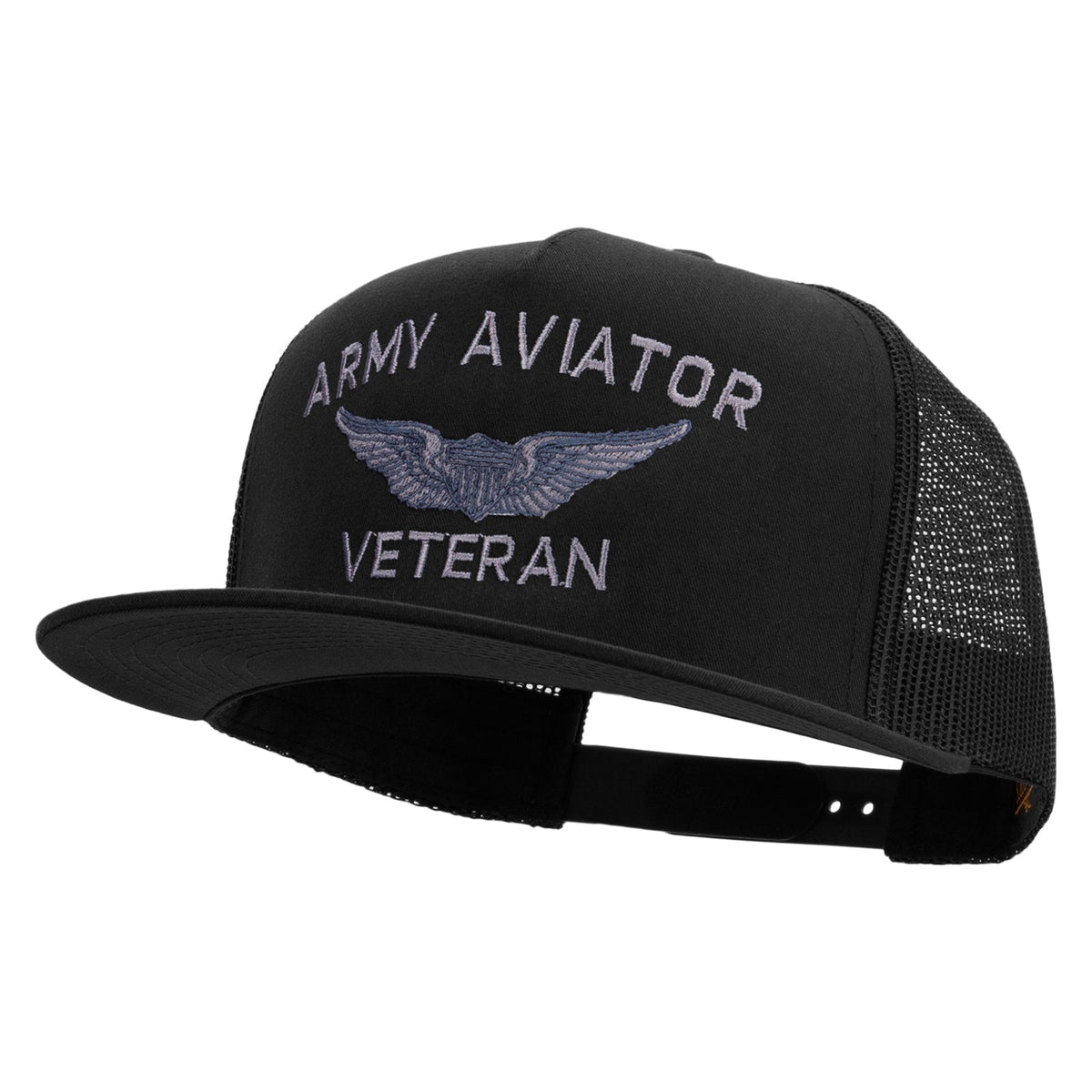 Army Aviator Veteran Embroidered 5 Panel Mesh Trucket Snapback Cap