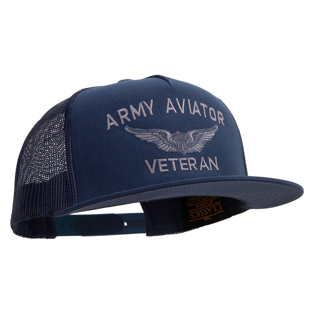 Army Aviator Veteran Embroidered 5 Panel Mesh Trucket Snapback Cap