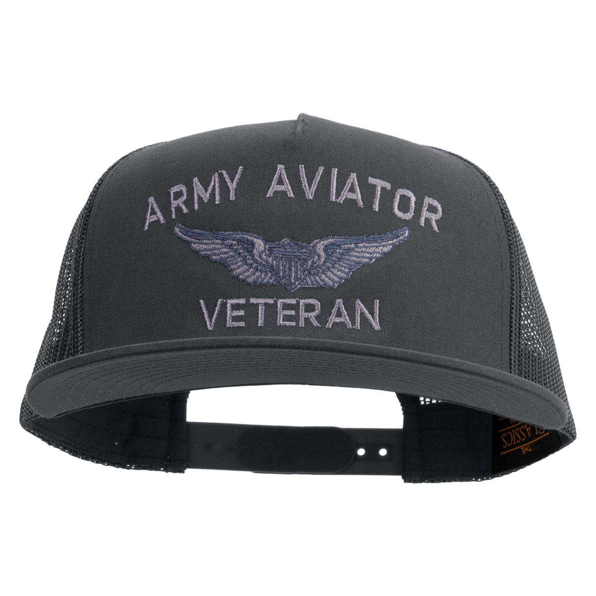 Army Aviator Veteran Embroidered 5 Panel Mesh Trucket Snapback Cap